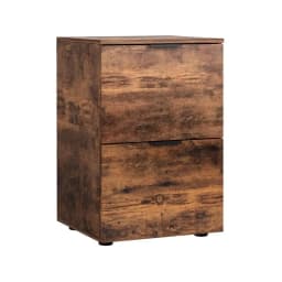 Rustic Brown 2 Drawer Filing Cabinet Office Storage Organizer Shelves File Holder Home and Workstation Furniture