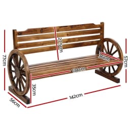 Outdoor Wooden 3 Seat Wagon Bench Patio Garden Lounge Furniture Chair