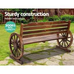 Outdoor Wooden 3 Seat Wagon Bench Patio Garden Lounge Furniture Chair