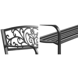 Outdoor Steel Garden Bench 3 Seater Black Park Patio Furniture Seat