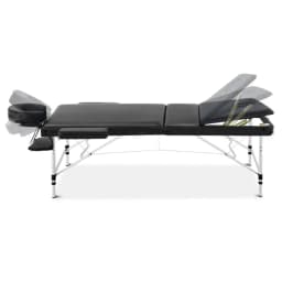 Portable 3 Fold Aluminium Massage Table 70cm Black Beauty Bed