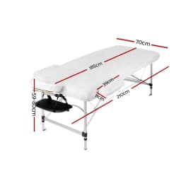 Portable 3 Fold Aluminium Massage Table 70cm Black Beauty Bed