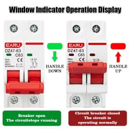 EARU DZ47 DZ47-63 2P 3-63A AC 230V C Curve MCB Miniature Circuit Breaker Overload Short Circuit Protection Switch Din Rail Mount