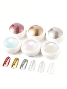 6Colors/Set Aurora Mermaid Chrome Nail Powder White Pearl Irridescent Mica Powder Chameleon Glitter Unicorn Chrome Nails Powder