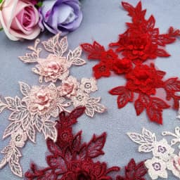 1pair Embroidered Three-dimensional Lace On Flower Wedding Dress Accessories DIY Lace Stickers Bridal Dress Decoration