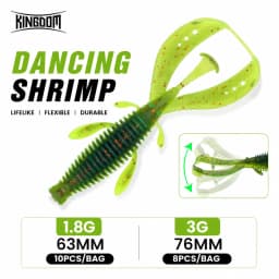 KINGDOM Soft Lure 63mm 76mm Floating Shrimp Bait TPE Lure Realistic Shrimp Worm Soft Bait for Bass Trout Saltwater Fishing