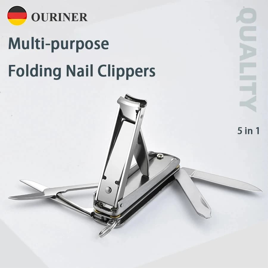 Multi-purpose Kit Manicure Tools Multi-purpose Nail Clippers 5-In-1 Nail Clippers Folding Stainless Steel Nail Clippers Keychain