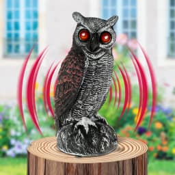 New Solar Owl Scare Bird Control Devices Waterproof Garden Fake Owl Deterrent Decoration With Scary Sound and Eyes Emit Light