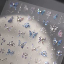 1pcs 5D Diamond Butterfly Nail Art Stickers Holographic Butterfly Nail Decorations Decals DIY Self-Adhesive Slider Accessories
