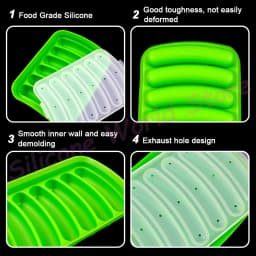 Silicone World DIY Silicone Sausage Molds With Lid Baby Complementary Food Baked and Steamed Ham Hot Dog Making Mold Baking Tool