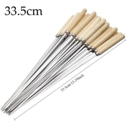 5/10pcs Wooden Handle Anti-Scalding Barbecue Skewers Can Be Reused 304 Stainless Steel Metal Barbecue Skewers Wide Skewers