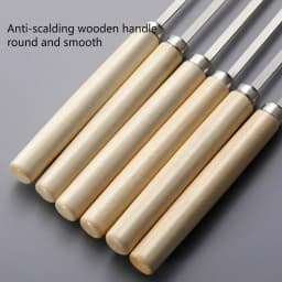 5/10pcs Wooden Handle Anti-Scalding Barbecue Skewers Can Be Reused 304 Stainless Steel Metal Barbecue Skewers Wide Skewers