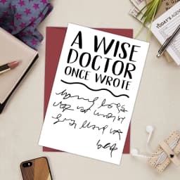 1PC Doctorate Degree Greeting Card,Funny Phd Graduation Thank You Card,Jokey Doctor's Handwriting Card,A Wise Doctor Once Wrote