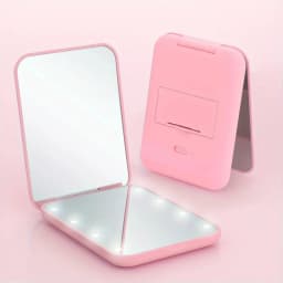 Mini Handheld Makeup Mirror 1X/3X Magnifiying Compact Folding Travel Portable With Light Makeup Pocket Mirror 8 Leds for Gifts