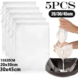 1/3/5Pcs Reusable Nut Milk Bags Strainers Unbleached Nylon Cheesecloth Bag Food Cheese Yogurt Filter Kitchen Fine Mesh Strainer