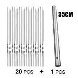 20 Pcs Reusable Barbecue Skewer Rotatable Flat Metal Barbecue Skewers for Garden Courtyard Barbecue