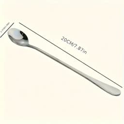 6Pcs Stainless Steel Long-Handled Ice Teaspoon, Coffee Spoon, Ice Cream Stirring Spoon, Dishwasher Safe, Kitchen Accessories, Tableware Set