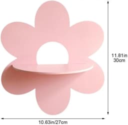 Flower Shape Wall Storage Holder Wooden Wall Art Wall Decoration Floating Plant Shelf For Bathroom Home Room Decor Gift Bedroom