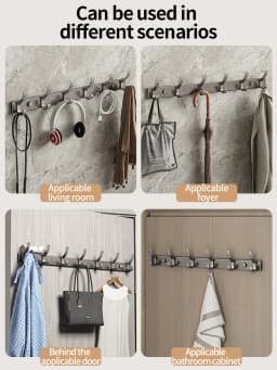 Punch-free Door Behind Hook Storage Wall Hanging Clothes Hanger Coat Hook No Drill Hanger Bedroom Organizer Storage Kitchen Acc