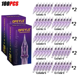 OFEYLE 20/50/100PCS Mixed Professional Tattoo Cartridge Needles with Membrane Safety Cartridges Disposable Tattoo Needle