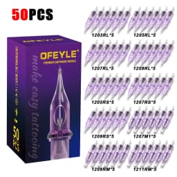 OFEYLE 20/50/100PCS Mixed Professional Tattoo Cartridge Needles with Membrane Safety Cartridges Disposable Tattoo Needle