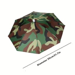 Foldable Headwear Umbrella Portable Waterproof Fishing Hat 55CM Hands-Free Rain Hat For Hiking Camping Camouflage Umbrella Adult