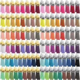 100Pcs Keychain Tassels Bulk 3cm Leather Tassel Pendants Colorful Tassels for Keychain DIY and Craft