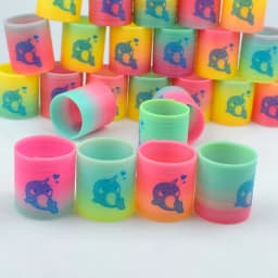 24PCS Rainbow Magic Springs Circle Toys Kids Birthday Party Favors Guests Giveaway Small Gifts Pinata Fillers Flexible Funny Toy