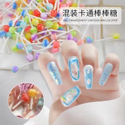 20pcs 3D Kawaii Lollipop Design Nail Art Charms Acrylic Colorful Cartoon Resin Ornament Nail Decorations Candy Accessories DIY