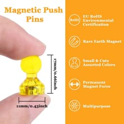 Neodymium Magnet for Fridge, Magnetic Push Pin, Perfect Magnet for Refrigerators, Calendar and Maps, N52, 10-30 Pcs