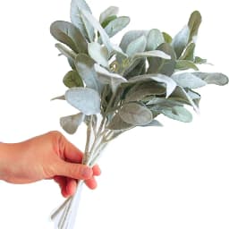 10Pcs Artificial Lambs Ear Greenery Stems Faux Branches for Bride Bouquets Picks Wedding Centerpiece DIY Wreath Floral Arrangeme