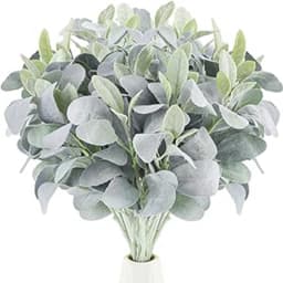 10Pcs Artificial Lambs Ear Greenery Stems Faux Branches for Bride Bouquets Picks Wedding Centerpiece DIY Wreath Floral Arrangeme