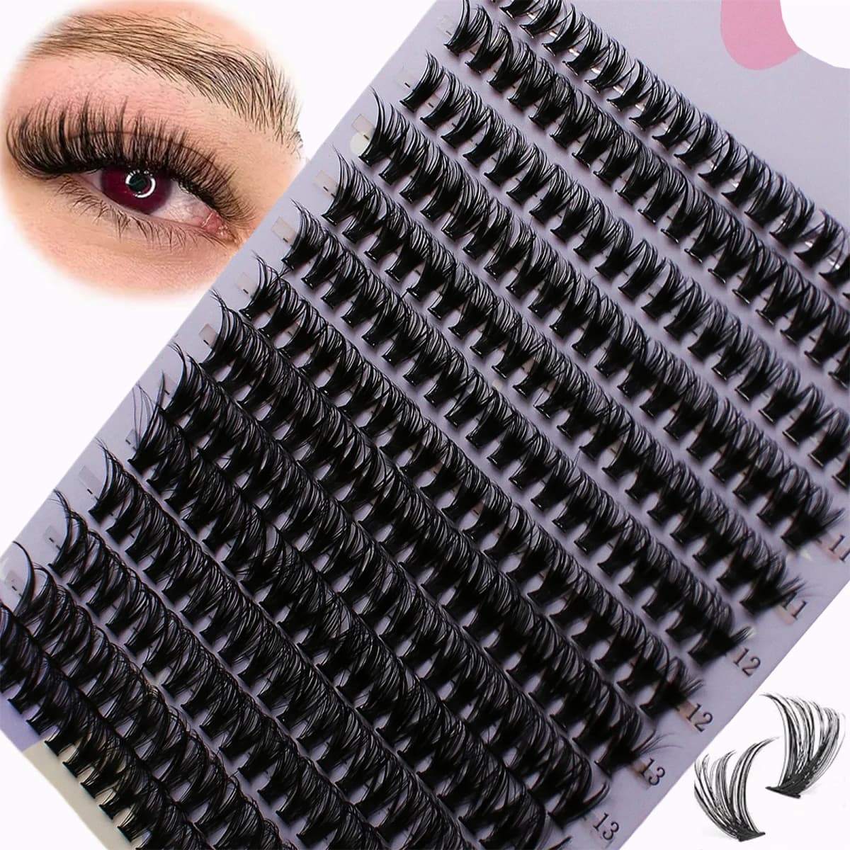 280Pcs 30D 9-16mm Mix D Curl Cluster Lashes Individual Lashes Lash Extensions Clusters Lashes Soft