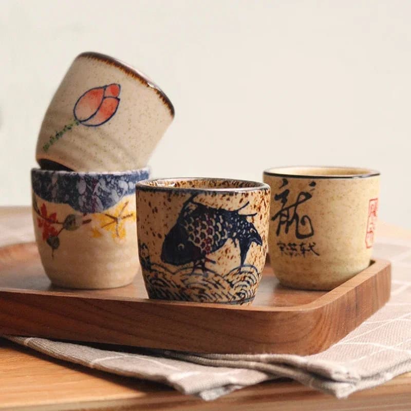 50ml Japanese-style Ceramic Antique White Wine Cup Sake Set Home Retro Coffee Cup Wine Pot Shochu Classical Cup