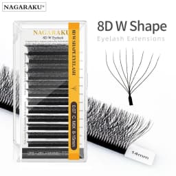 NAGARAKU 8D W Shape Big Bundle Eyelash Extension Premade Fans Eyelashes Super Soft Full Dense Lashes