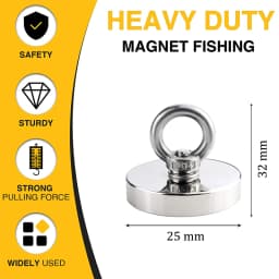 Super Strong Neodymium Fishing magnet Hooks N52 Heavy Duty magnet with Countersunk Hole Eyebolt 16-42mm Salvage Searcher Magnets