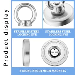 Super Strong Neodymium Fishing magnet Hooks N52 Heavy Duty magnet with Countersunk Hole Eyebolt 16-42mm Salvage Searcher Magnets