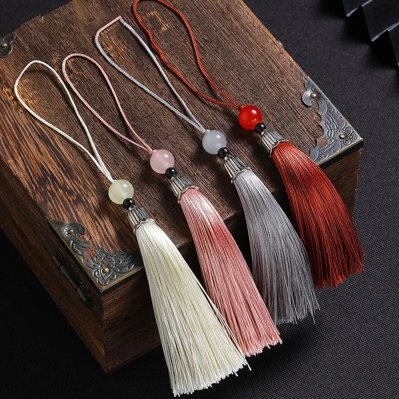 10Pcs Tassels Silky Handmade Soft Tassels Jade Bead Tassels DIY Craft Jewelry Car Key Chain Decor Pendants Smooth Fringe Trim
