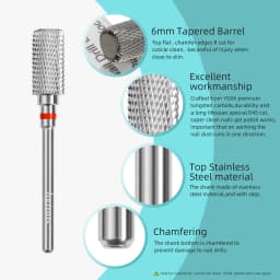 HYTOOS 13mm Barrel Carbide Nail Drill Bits Dust Proof Nail Bit 3/32 Right-handed Electric Manicure Efile Remove Acrylic Gel Tool