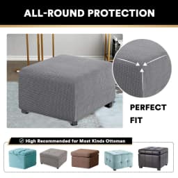 3 Sizes Square Jacquard Durable Customized Stretch Footrest Ottoman Cover Folding Storage Stool Furniture Protector Slipcover