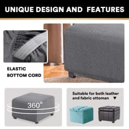 3 Sizes Square Jacquard Durable Customized Stretch Footrest Ottoman Cover Folding Storage Stool Furniture Protector Slipcover