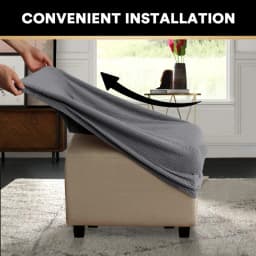 3 Sizes Square Jacquard Durable Customized Stretch Footrest Ottoman Cover Folding Storage Stool Furniture Protector Slipcover