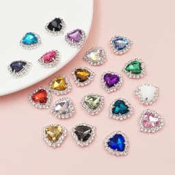 10PCS Heart Shaped Flatback Rhinestones Button Crystals Glass Jewelry Making Sewing On With Silver Bottom Stones For Clothes Diy