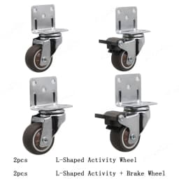 4pcs Universal Swivel Casters Heavy Duty Furniture Wheel Castor Silent Trolley Wheels for Table Chair Sofa with Safety Brake