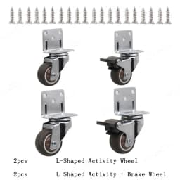 4pcs Universal Swivel Casters Heavy Duty Furniture Wheel Castor Silent Trolley Wheels for Table Chair Sofa with Safety Brake