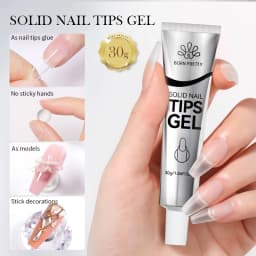 BORN PRETTY 30ml Solid Nail Tips Gel with 24Pcs Nail Tips Soak Off Long Lasting Fake Acrylic Nails Extension Nails Tips