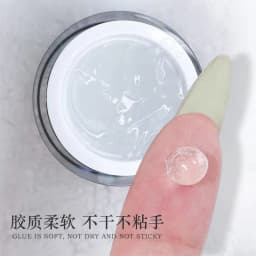 1 Jar Solid Nail Gel Glue for Fake Nail Tips Clear Acrylic Fake Tips Solid Gel Press On Poly Builder Gel UV Light Cured Glue