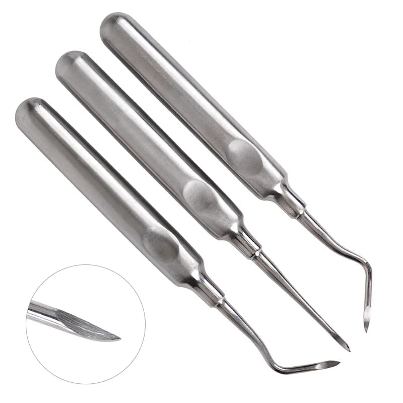 3pcs Dental Extraction Tooth Extracting Forceps Curved Root Lift Elevator Dental Implant Instruments