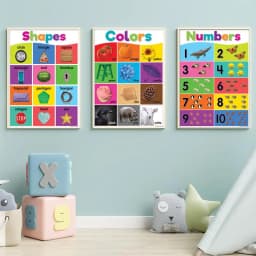 Colourful Alphabet Educational Poster Kindergarten Children Learning Canvas Painting Maths English Print Wall Decoration