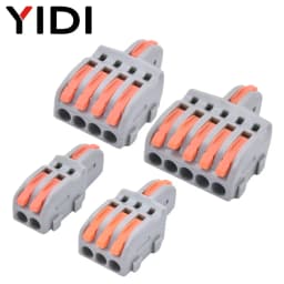 5pcs/lot Quick Wire Splice Combined Lever Connector Splitter Compact Din Rail Terminal Block Connection Clamp 1 In Multiple Out